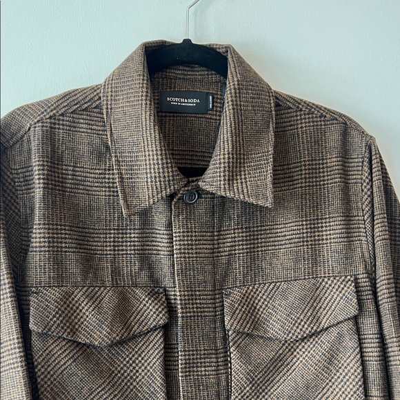 Scotch & Soda Brown Plaid Men's Shirt Jacket - Picture 3 of 9